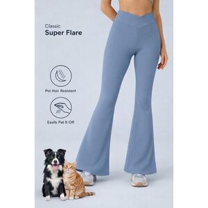 Halara Patitoff Flow Pet Hair Resistant Crossover High Waisted Pocket Leggings L